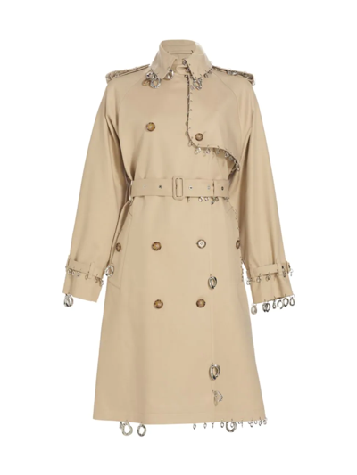 Shop Burberry Women's Chain-embellished Trench Coat In Soft Fawn