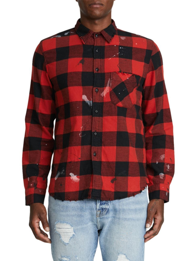Shop Nsf Men's Buffalo Check Work Shirt In Red Black