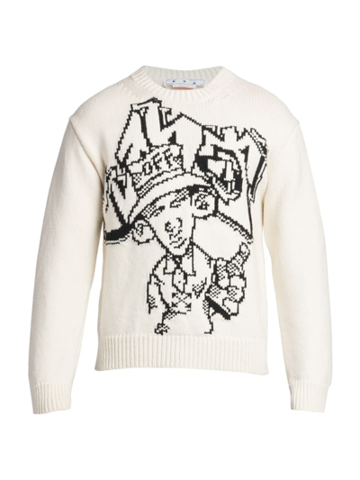 Shop Off-white Men's Graff Freest Chunky Knit Sweater In Off White