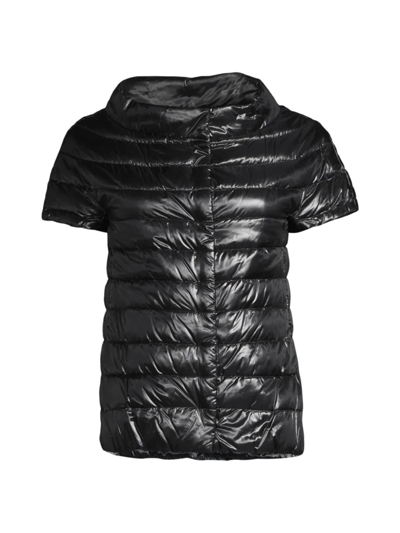 Shop Herno Women's Iconico Short-sleeve Down Jacket In Black