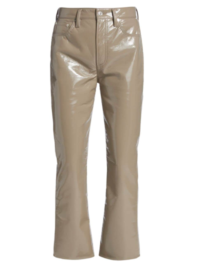 Shop Citizens Of Humanity Women's Isola Patent Leather Bootcut Pants In Tan