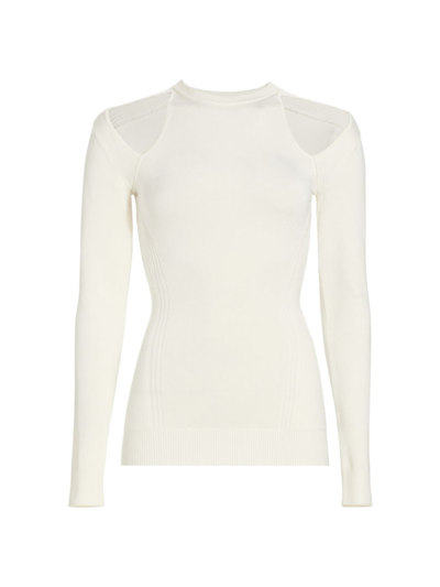 Shop Az Factory Women's Cut-out Long-sleeve Fitted Top In White