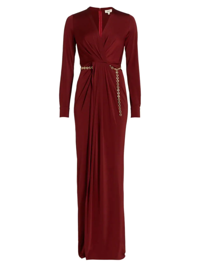 Shop L Agence Women's Thea Twist-front Column Dress In Black Cherry