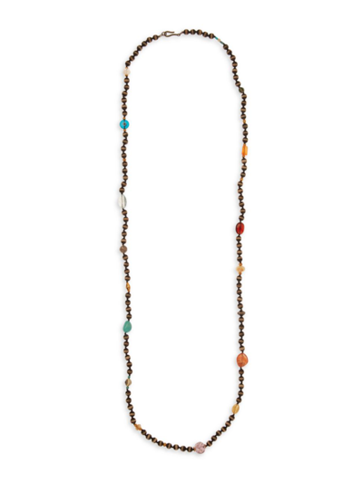 Shop Ileana Makri Women's Globetrotter 9k & 18k Yellow Gold, Diamond & Semi-precious Beaded Necklace In Black