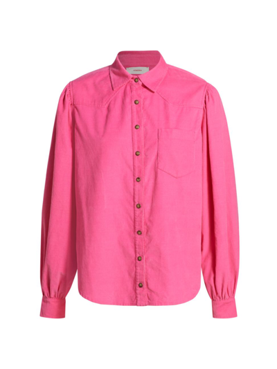 Shop Xirena Women's Wylan Cotton Corduroy Western-style Shirt In Pink Peony