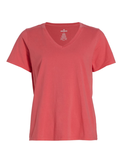 Shop Bombas Women's V-neck Pima Cotton T-shirt In Hibiscus