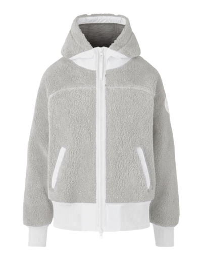 Shop Canada Goose Women's Simcoe Fleece High-neck Hooded Jacket In Mist Grey