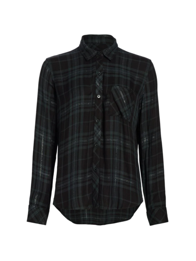 Shop Rails Women's Hunter Button-front Shirt In Forest Slate Tinsel