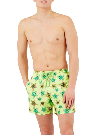Shop Vilebrequin Men's Starfish Candy Swim Shorts In Coriandre
