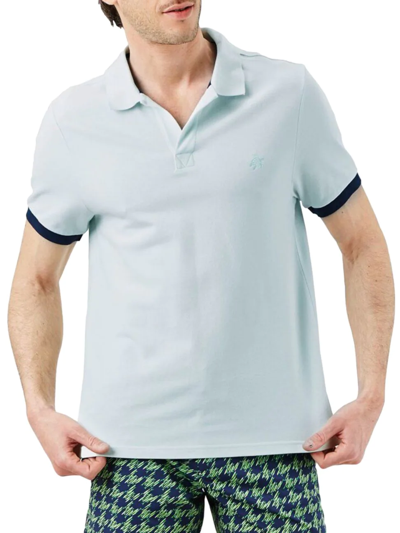 Shop Vilebrequin Men's Organic Cotton Piqué Polo Shirt In Glacier