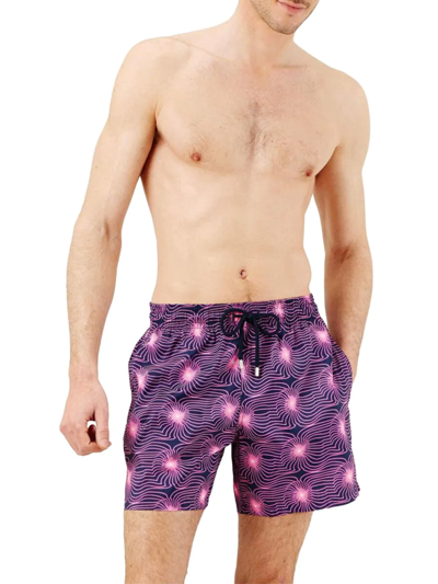 Shop Vilebrequin Men's Hypno Shell Swim Shorts In Bleu Marin