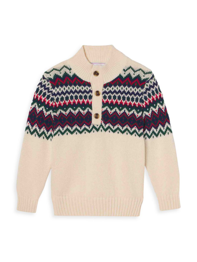 Shop Classic Prep Little Boy's & Boy's Scott Stowe Fairisle Sweater In Vanilla