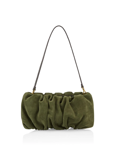 Shop Staud Women's Bean Ruched Suede Covertible Bag In Avocado