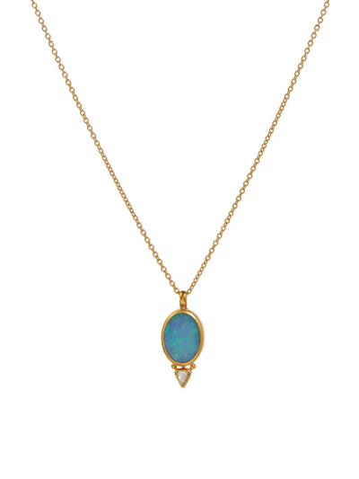 Shop Gurhan Women's Rune 22k & 24k Yellow Gold, Opal, & 0.29 Tcw Diamond Pendant Necklace