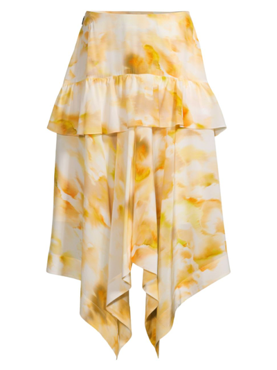 Shop Jason Wu Women's Silk Handkerchief Midi-skirt In Honey Multi