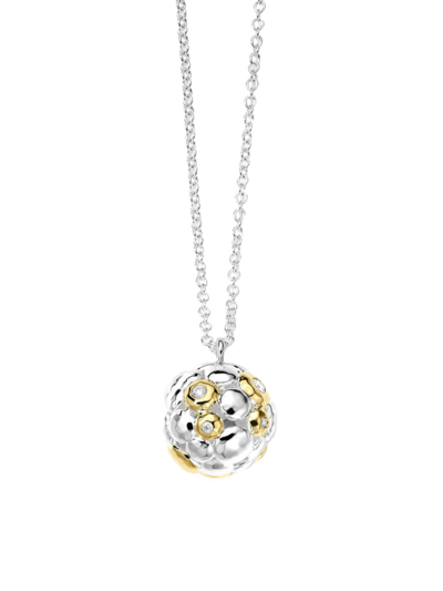 Shop Ippolita Women's Chimera Sterling Silver, 18k Yellow Gold, & Diamond Large Cluster Pendant Necklace