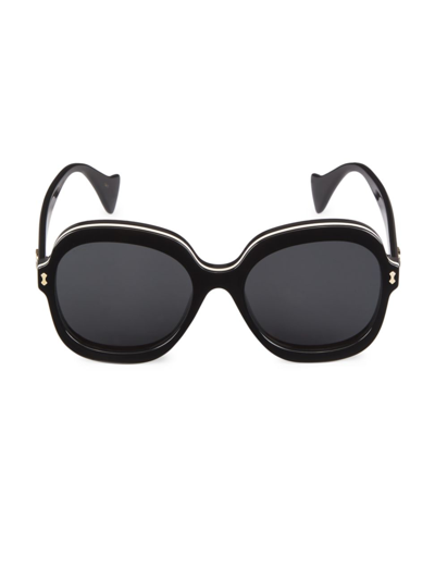 Shop Gucci Women's Outline 57mm Butterfly Acetate Sunglasses In Black
