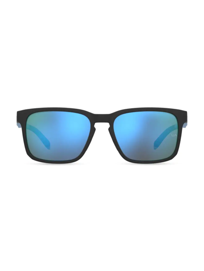 Shop Under Armour Men's Assist 57mm Square Sunglasses In Black Blue