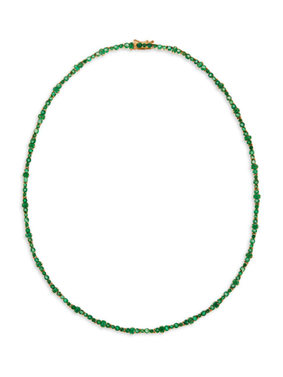 Shop Ileana Makri Women's Rivulet 18k Yellow Gold & Emerald Necklace In Green