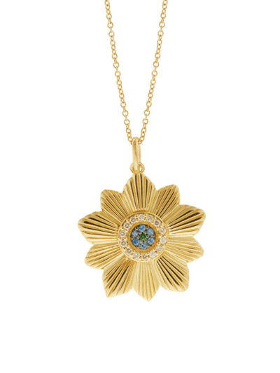 Shop Ileana Makri Women's Eye Love 18k Yellow Gold, Diamond & Tsavorite Flower Pendant Necklace