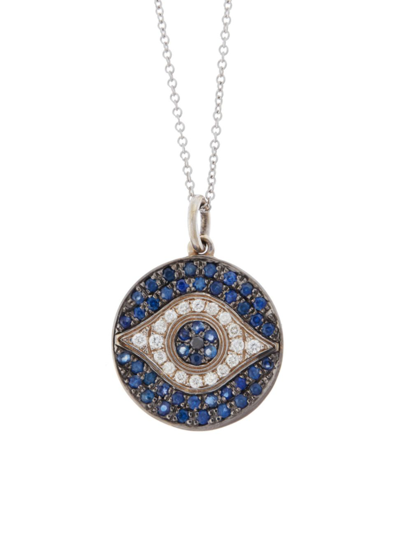 Shop Ileana Makri Women's Evil Eye Little Dawn 18k White Gold, Diamond & Multi-gemstone Pendant Necklace In Silver