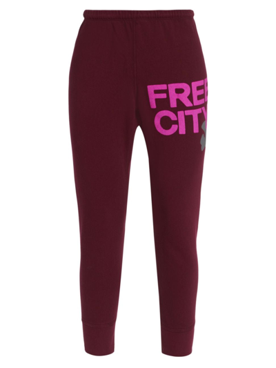 Shop Freecity Women's Logo Cotton Sweatpants In Deep Love