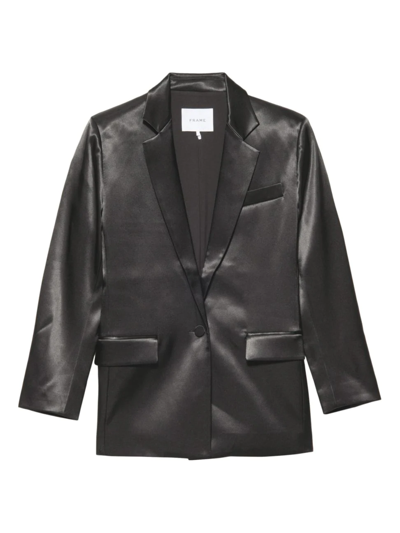 Shop Frame Women's Strong Shoulder Satin Blazer In Noir