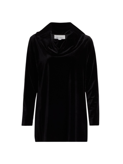 Shop Caroline Rose Women's Stretch Velvet Cowl Tunic In Black