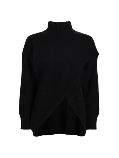 Shop Elie Tahari Women's Cross-front Cashmere Sweater In Noir