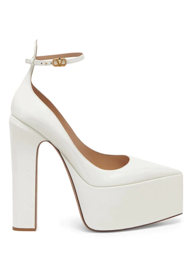 Shop Valentino Women's Patent Leather Ankle-strap Pumps In Ivory