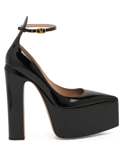Shop Valentino Women's Patent Leather Ankle-strap Pumps In Nero