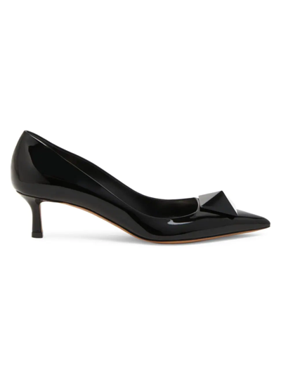 Shop Valentino Women's One Stud 50 Patent Leather Pumps In Nero