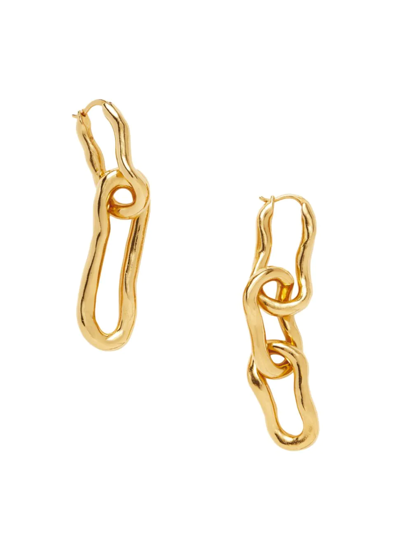 Shop Missoma Women's Molten Pearl 18k Gold-plate Ovate Mismatch Hoop Earrings In Yellow Gold