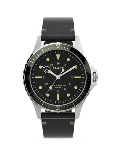 Shop Timex Men's Navi Harbour Xl Stainless Steel Watch In Black