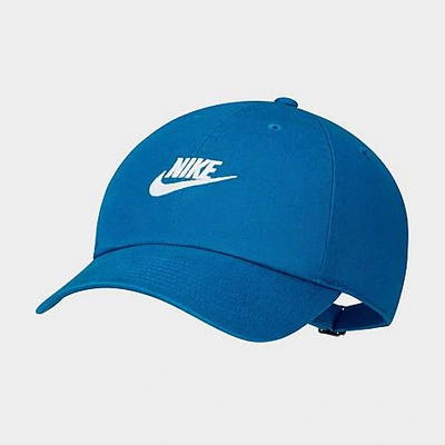 Shop Nike Sportswear Heritage86 Futura Washed Adjustable Back Hat In Dark Marina Blue