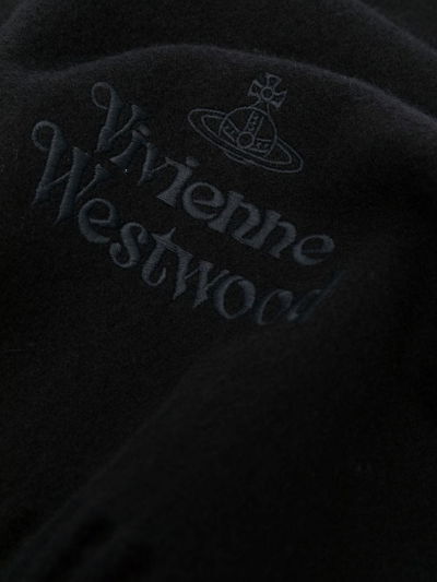 Shop Vivienne Westwood Embroidered Logo Scarf In Black