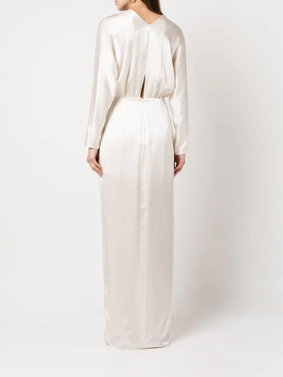 Michelle Mason Twist-detail Silk Gown In Neutrals
