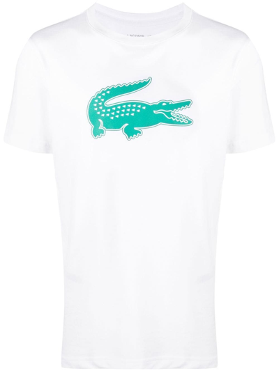 Shop Lacoste 3d Crocodile Short-sleeve T-shirt In White