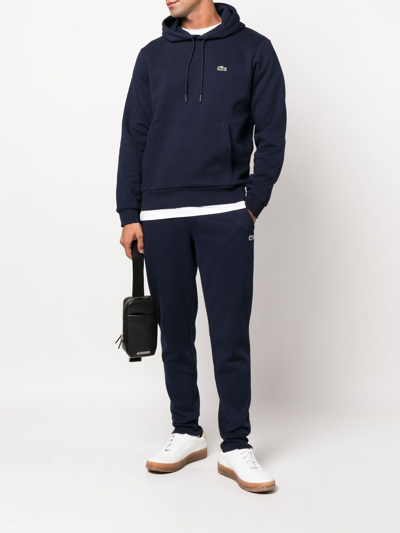 Lacoste Logo-embroidered Track Pants In Blue