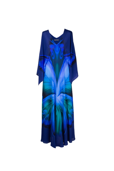 Shop Alberta Ferretti Silk Dress In Gnawed Blue