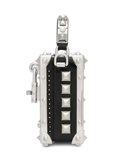 Shop Dolce & Gabbana Dolce Box Studded Top-handle Bag In Grey