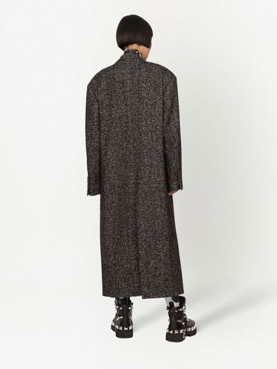 Shop Dolce & Gabbana Herringbone Single-breasted Coat In Black