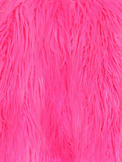 Dolce & Gabbana Faux-fur Round Neck Coat In Pink