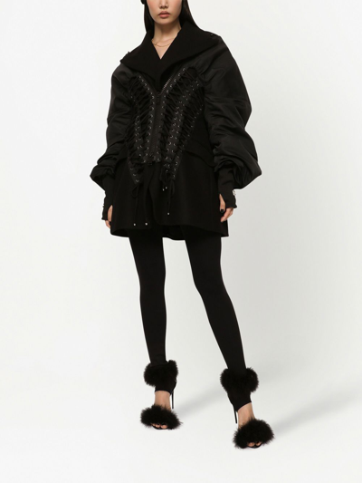 Dolce & Gabbana Lace-up Bomber Jacket In Black