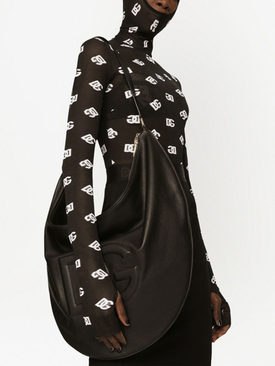 Shop Dolce & Gabbana Half Moon Shoulder Bag In Black