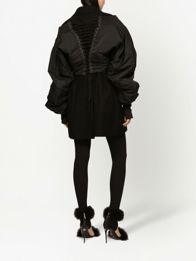 Dolce & Gabbana Lace-up Bomber Jacket In Black