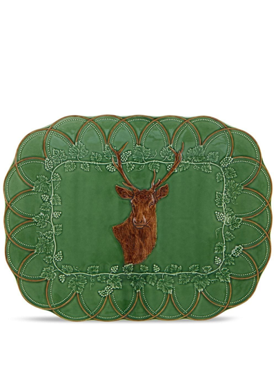 Shop Bordallo Pinheiro 'bosque' Deer Tray In Green