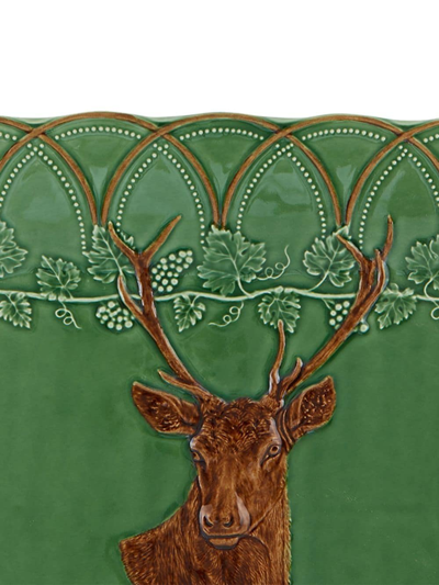 Shop Bordallo Pinheiro 'bosque' Deer Tray In Green