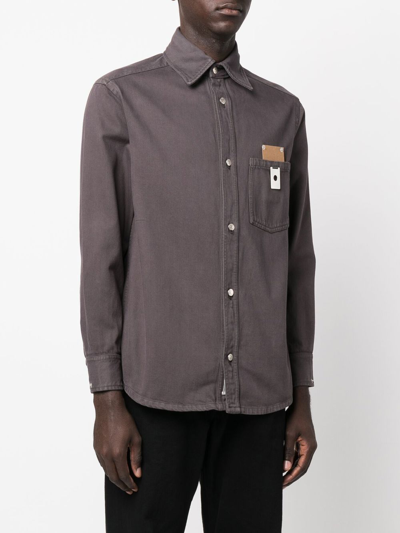 Shop Craig Green Denim Long-sleeved Shirt In Grey
