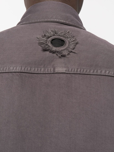 Craig Green Fluffy Hole Stretch Denim Button-up Shirt In Grey